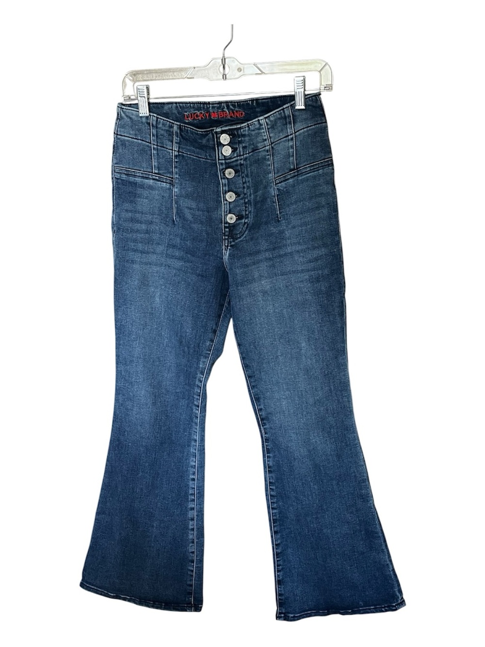 Lucky Brand Stevie High Rise Flare Blue Denim Jeans Button Fly Size 10/30A